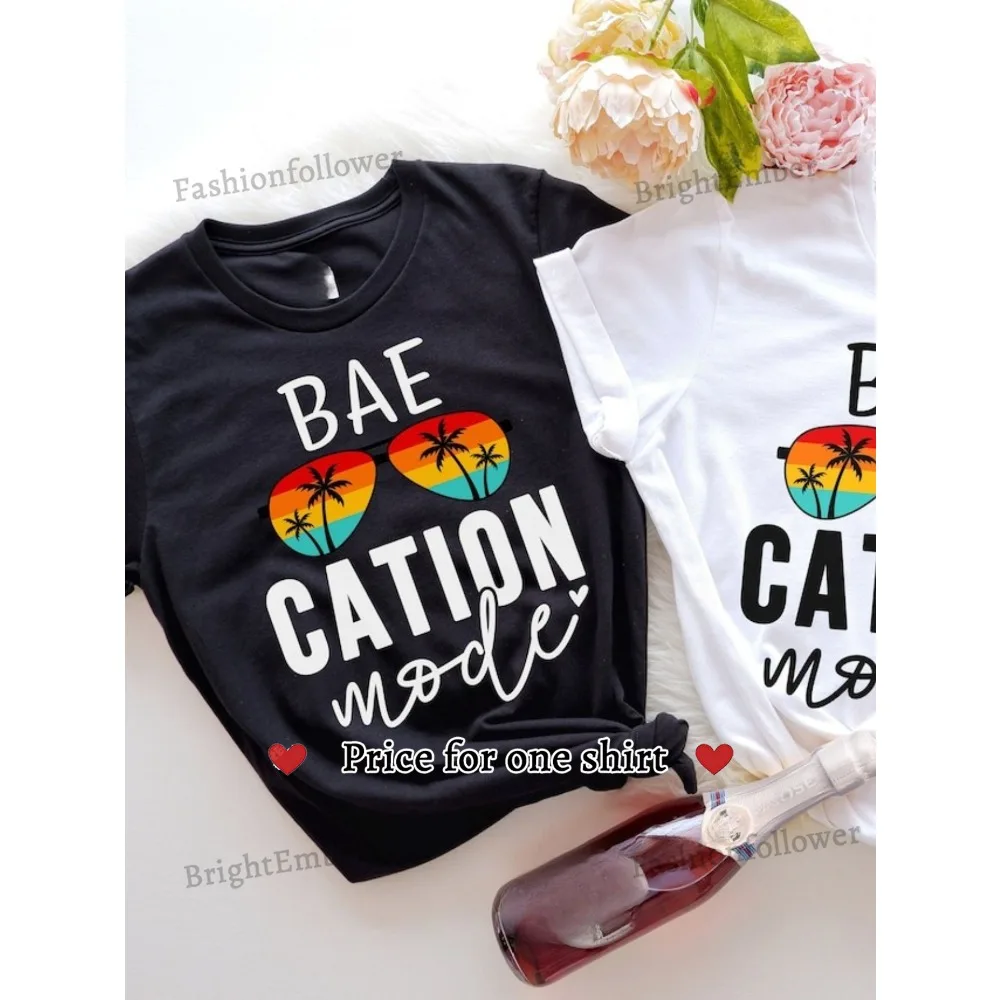 Baecation Mode Printed Couple T-Shirts 180g Cotton Casual Crew Neck Short Sleeve Tee Valentine's Day Gift For Lovers
Baecation Mode Printed Couple T-Shirts 180g Cotton Casual Crew Neck Short Sleeve Tee Valentine's Day Gift For Lovers