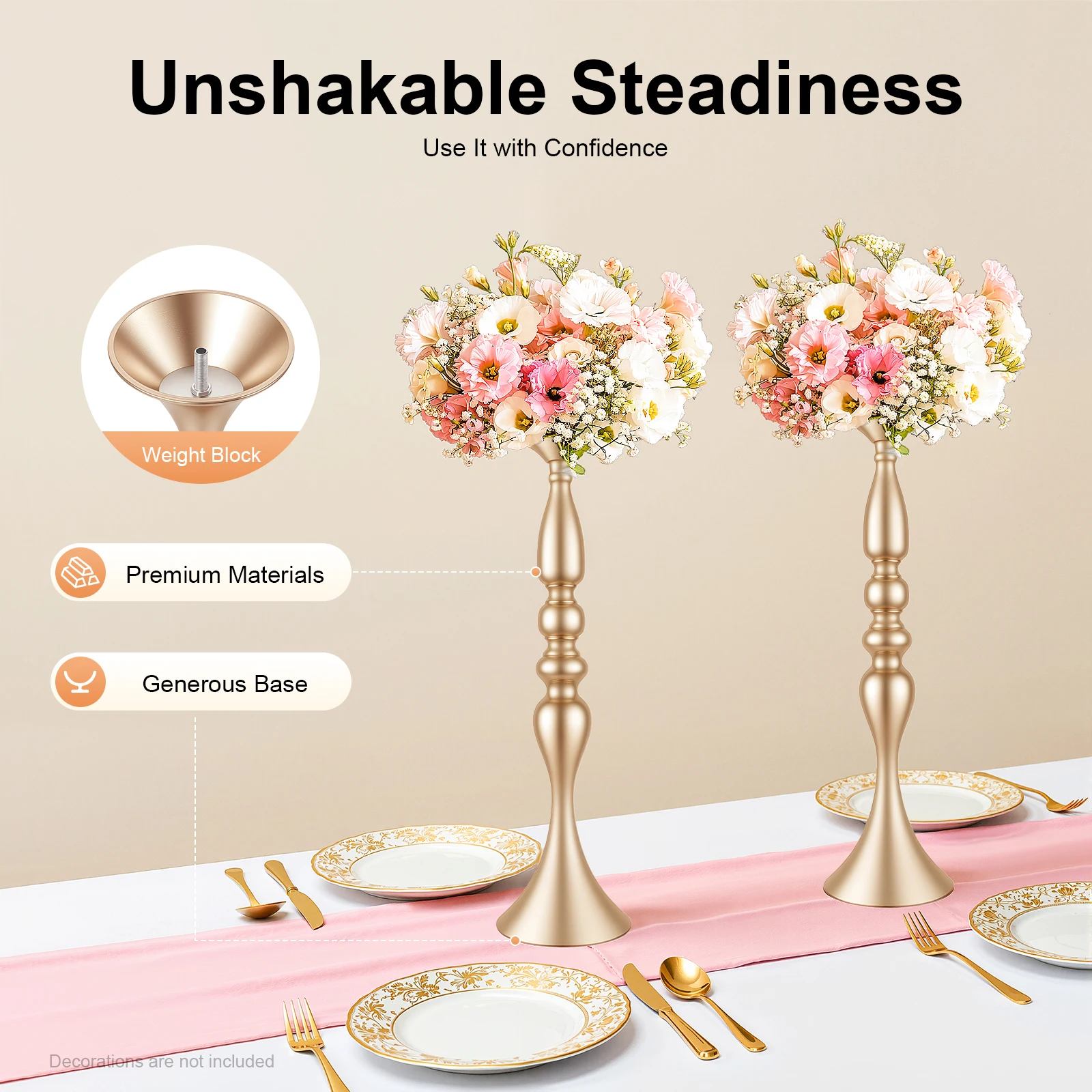 Металлические подсвечники-вазы для цветов, 50 см высотой, для свадебного декора стола, 10 шт.
Металлические подсвечники-вазы для цветов, 50 см высотой, для свадебного декора стола, 10 шт.