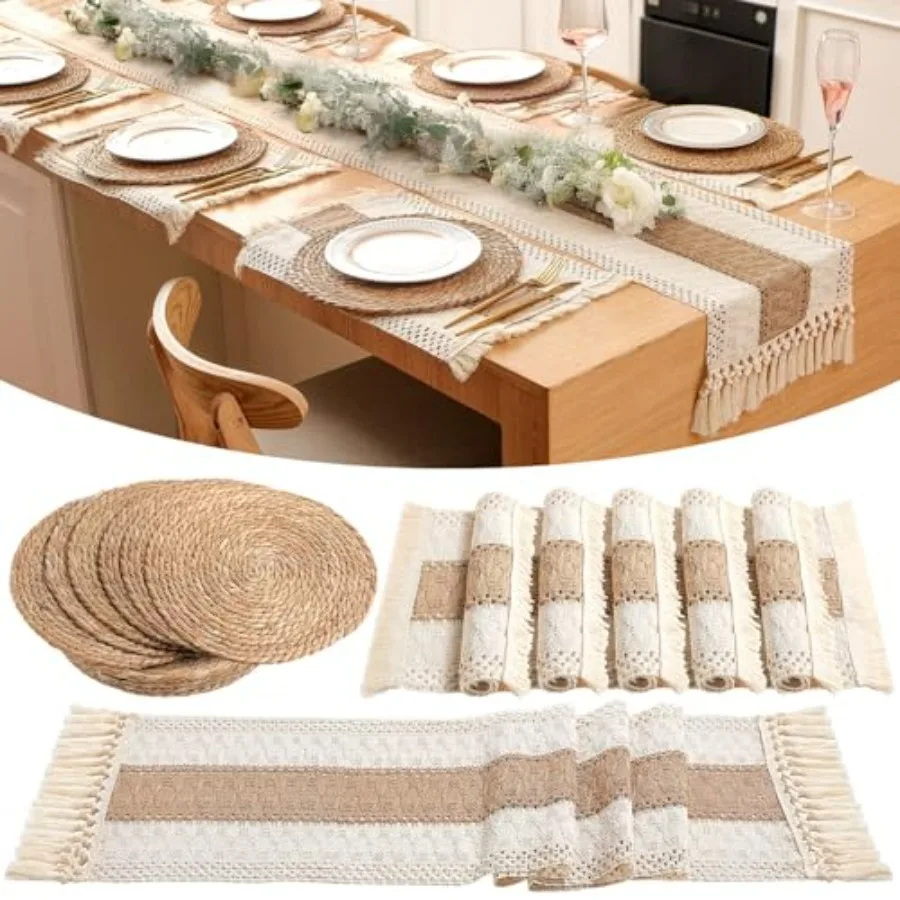 Boho Placemats// Set of Round Woven Placemat Macrame Style Bicolor Stitching Long Table Runner Farmhouse Rustic Natural Burlap
Boho Placemats// Set of Round Woven Placemat Macrame Style Bicolor Stitching Long Table Runner Farmhouse Rustic Natural Burlap
