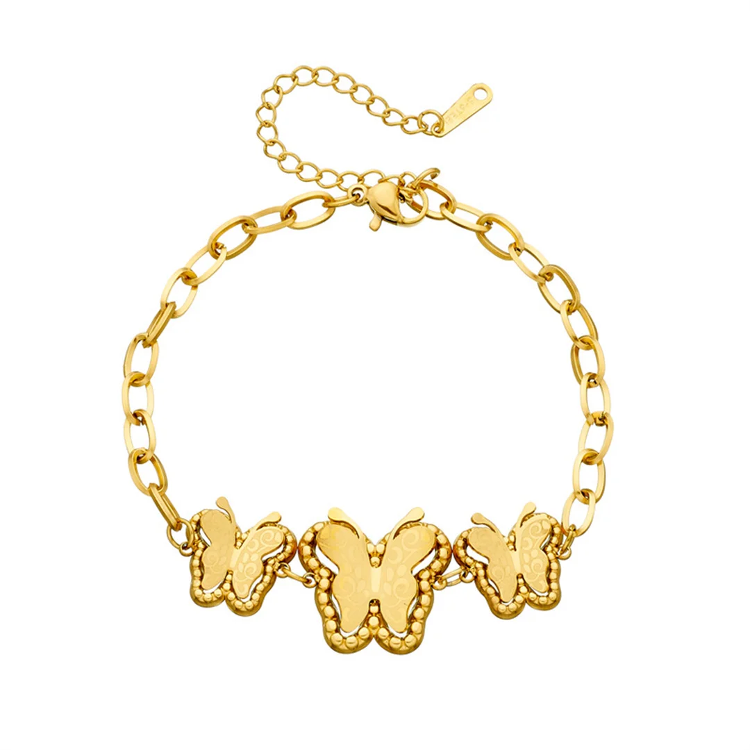 Cute Fashion Animal Butterfly Charm Bracelet Female Gold Color Stainless Steel Paperclip Chain Link Bracelet for Women Jewelry
Cute Fashion Animal Butterfly Charm Bracelet Female Gold Color Stainless Steel Paperclip Chain Link Bracelet for Women Jewelry