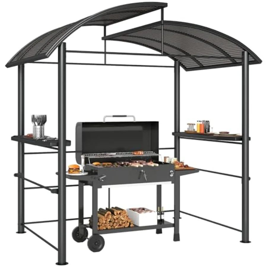 Outdoor BBQ canopy for garden patio backyard use, steel frame with interlaced vented polycarbonate roof, dark gray, durable wea
Outdoor BBQ canopy for garden patio backyard use, steel frame with interlaced vented polycarbonate roof, dark gray, durable wea