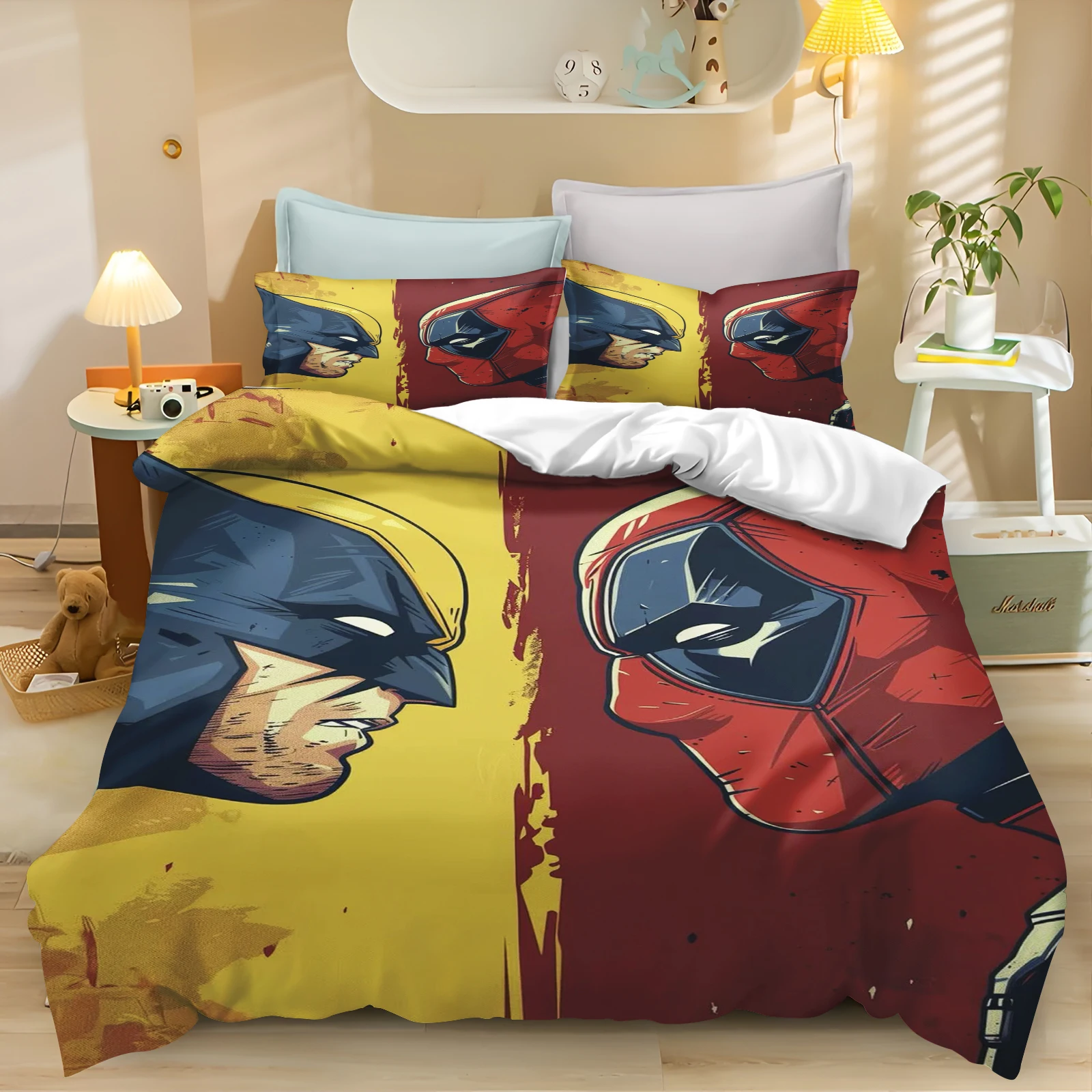 Deadpool and Wolverine Bedding Set for Teen Bedroom Polyester Various Sizes Decor Ultra Soft Comfortable Cartoon Alien Baby Set
Deadpool and Wolverine Bedding Set for Teen Bedroom Polyester Various Sizes Decor Ultra Soft Comfortable Cartoon Alien Baby Set