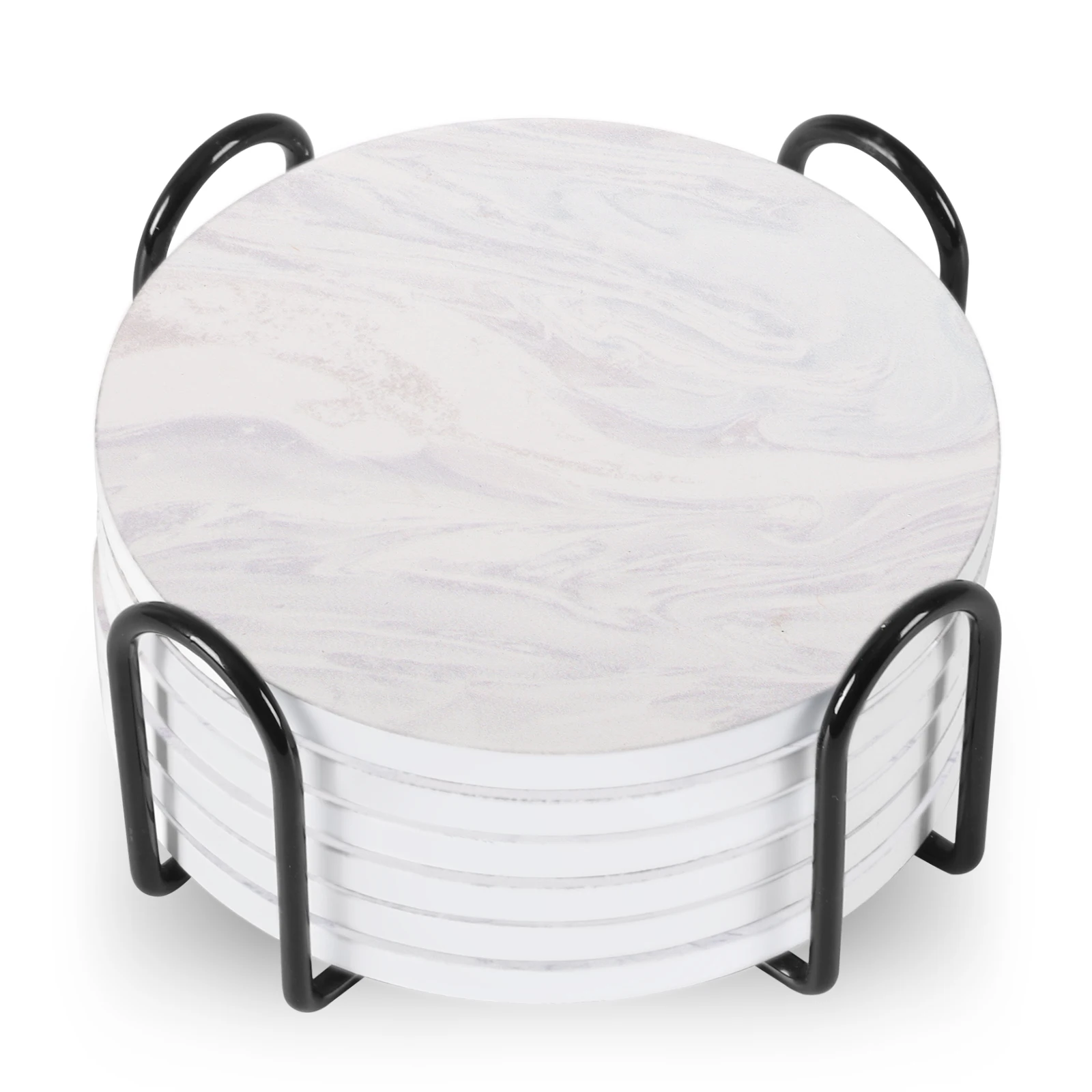 Set Of 6 Beverage Coasters With Stand Round 4in Ceramic Coaster With Metal Stand Absorbent Marble Stone Coaster With Cork Base
Set Of 6 Beverage Coasters With Stand Round 4in Ceramic Coaster With Metal Stand Absorbent Marble Stone Coaster With Cork Base