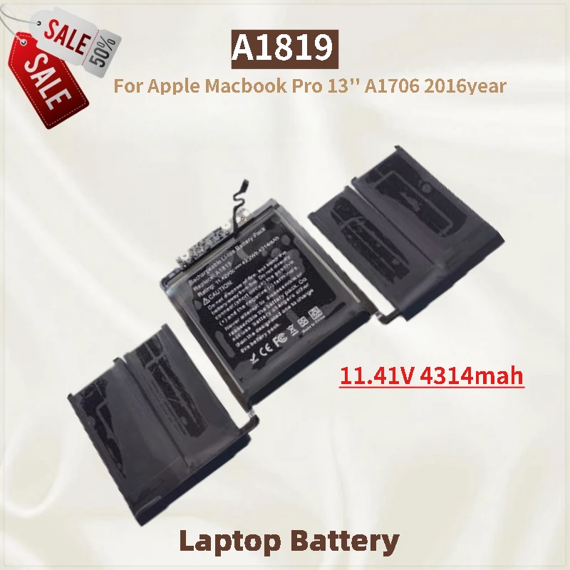 Аккумулятор для ноутбука A1819 11,41 В 4314 мАч для Apple Macbook Pro 13 дюймов A1706 2016 год Сменный аккумулятор Новое высокое качество
Аккумулятор для ноутбука A1819 11,41 В 4314 мАч для Apple Macbook Pro 13 дюймов A1706 2016 год Сменный аккумулятор Новое высокое качество
