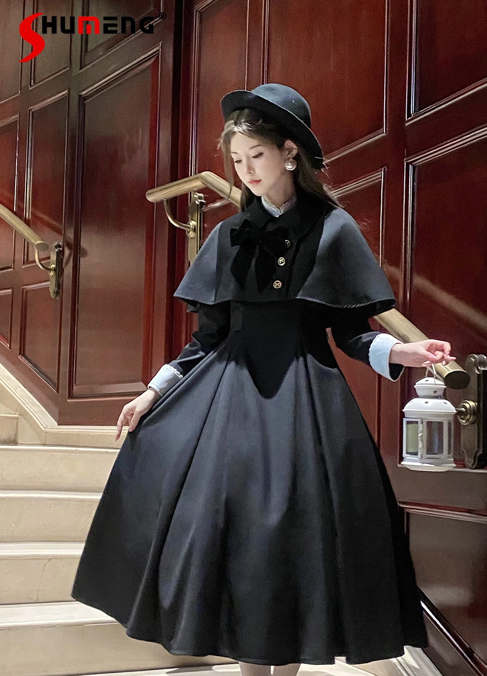 Elegant Retro Classical CLA Black Dress Stand Neck Long Sleeve High Waist Slim A-line Temperament Black Lolita Long Dress Women
Elegant Retro Classical CLA Black Dress Stand Neck Long Sleeve High Waist Slim A-line Temperament Black Lolita Long Dress Women