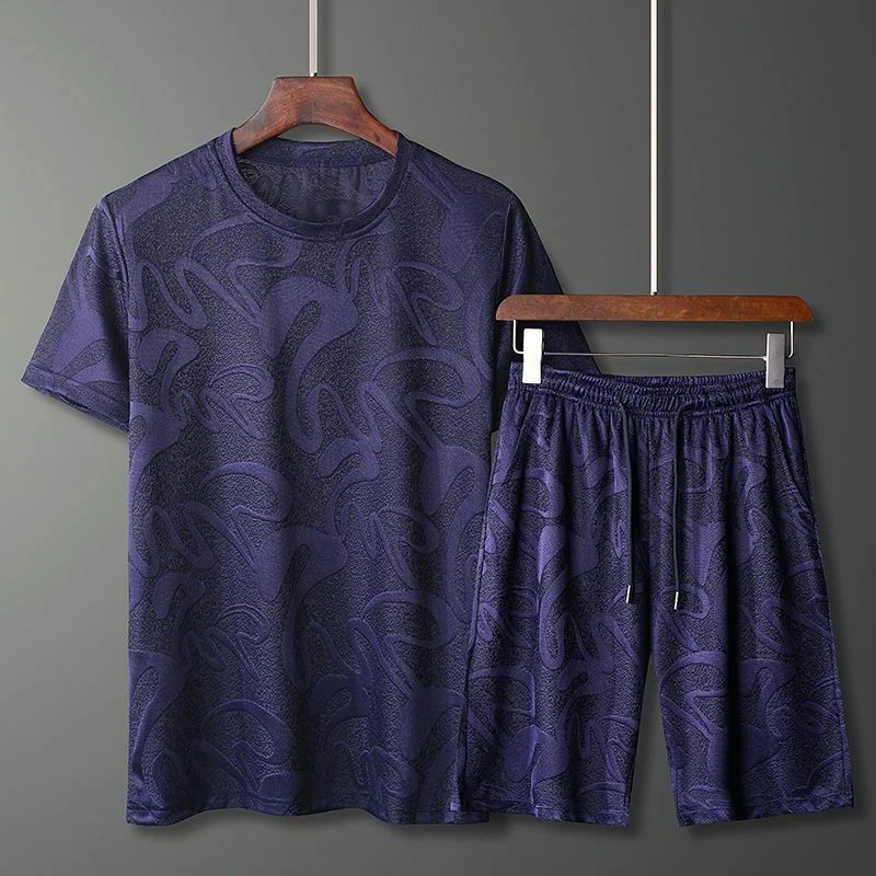 Men Ice Silk Abstract Print Two Piece Set Crew Neck Short Sleeve Top Drawstring Knee Length Shorts Plus Size Casual Outfit
Men Ice Silk Abstract Print Two Piece Set Crew Neck Short Sleeve Top Drawstring Knee Length Shorts Plus Size Casual Outfit