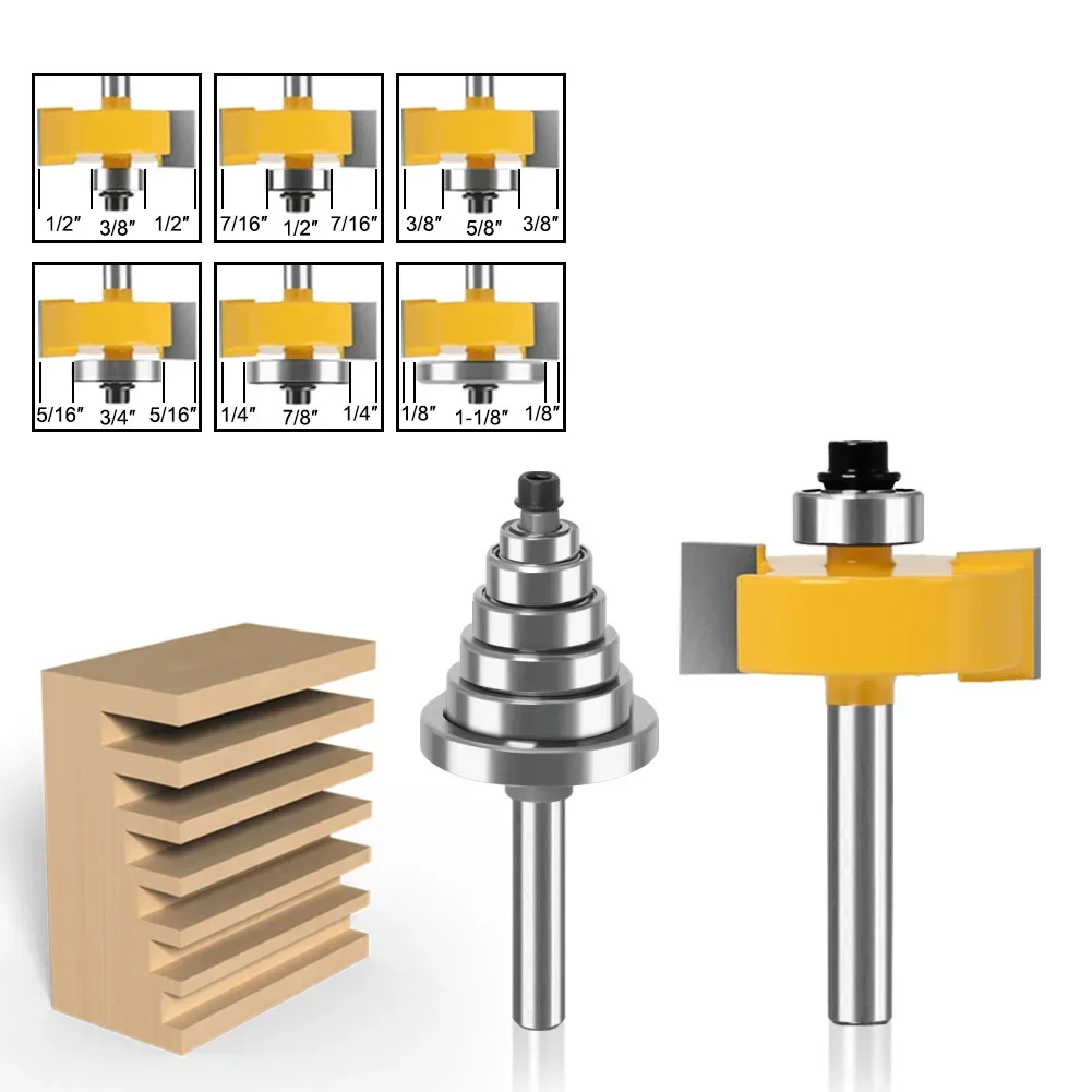 1PC 8MM 1/4" 6.35MM 1/2" 12.7MM Shank Milling Cutter Wood Carving With 6 Bearings Set -1/2"H Woodworking Tenon Rabbet Router Bit
1PC 8MM 1/4" 6.35MM 1/2" 12.7MM Shank Milling Cutter Wood Carving With 6 Bearings Set -1/2"H Woodworking Tenon Rabbet Router Bit