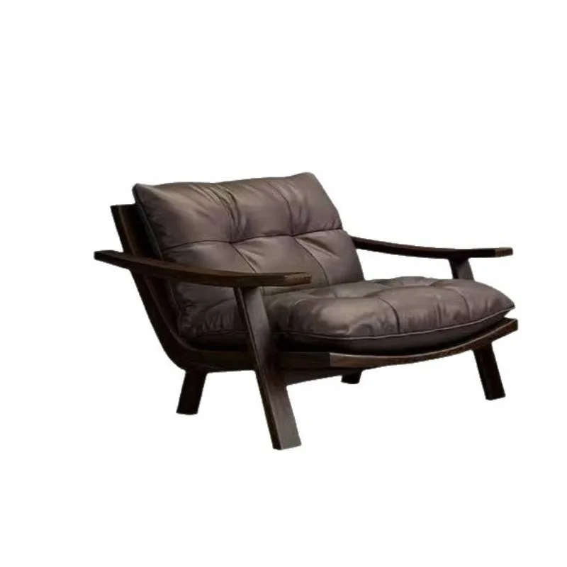 Nordic solid wood leather down soft bag leisure recliner, book and newspaper chair
Nordic solid wood leather down soft bag leisure recliner, book and newspaper chair