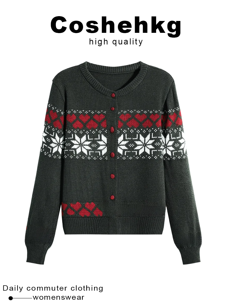 Coshehkg Fair Isle Knitted Cardigan Women's round Neck Open Front Spring New Style High Sensation Color Block Knitwear Top
Coshehkg Fair Isle Knitted Cardigan Women's round Neck Open Front Spring New Style High Sensation Color Block Knitwear Top