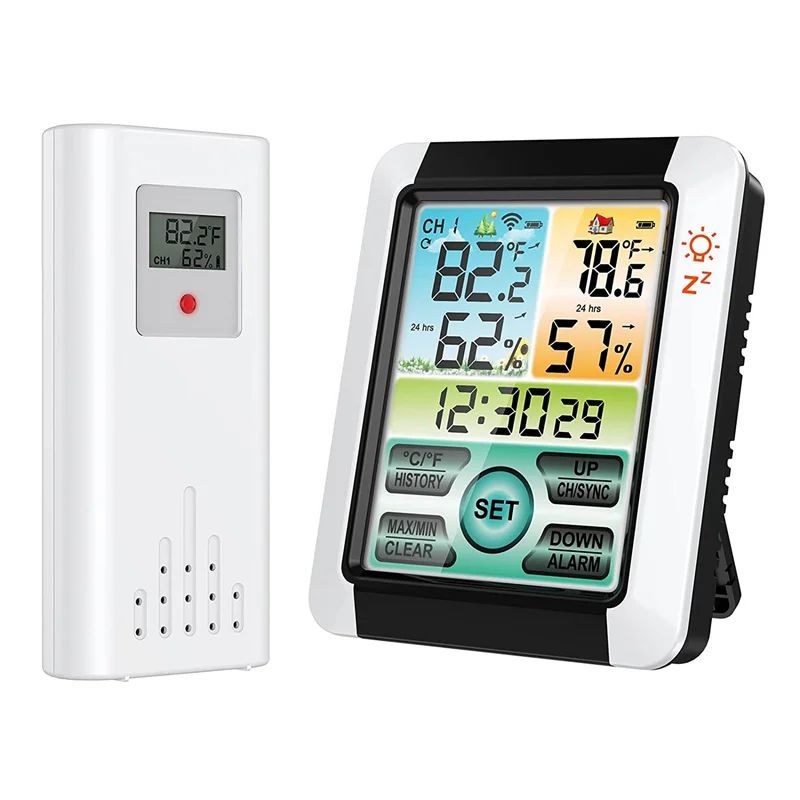 Indoor Outdoor Thermometer Wireless Digital Hygrometer Temperature Gauge with Time, Temperature Humidity Sensor
Indoor Outdoor Thermometer Wireless Digital Hygrometer Temperature Gauge with Time, Temperature Humidity Sensor