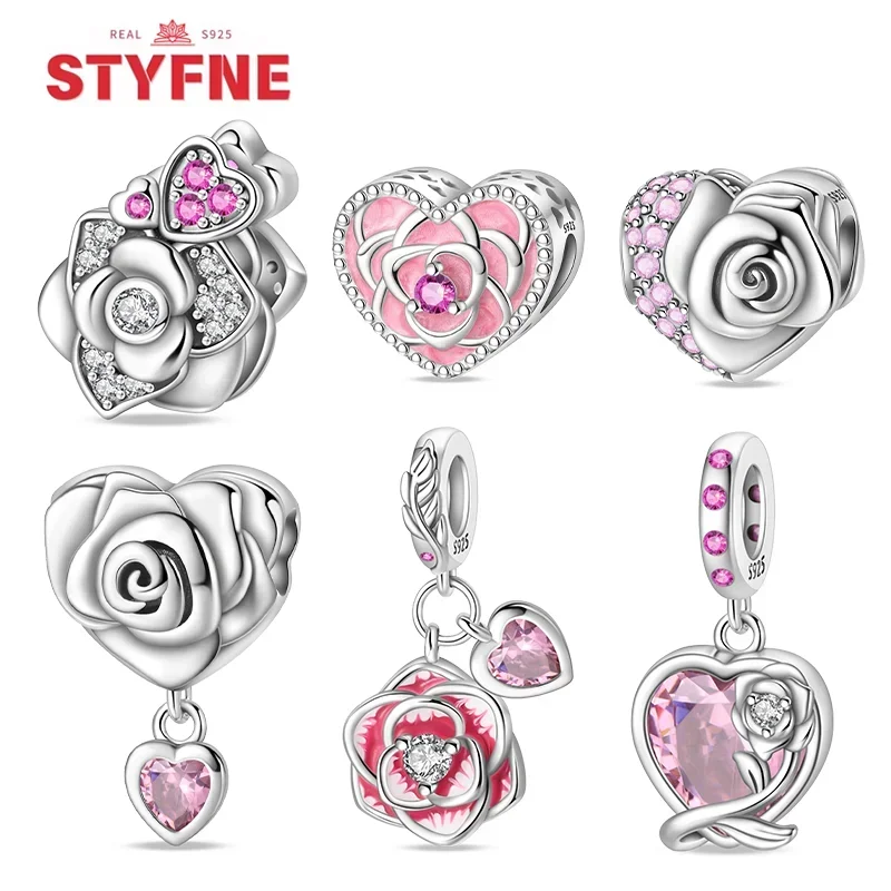Sterling Silver 925 Valentine's Day Pink Rose Charms Love Heart Beads Fit Original Bracelet Diy Anniversary Jewelry for Women
Sterling Silver 925 Valentine's Day Pink Rose Charms Love Heart Beads Fit Original Bracelet Diy Anniversary Jewelry for Women
