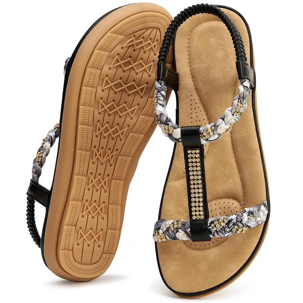 Womens Dressy Flat Sandals: Breathable & Non-slip Outsole for Daily Outings - Elastic Strap & Soft Insole for All-Day Comfort
Womens Dressy Flat Sandals: Breathable & Non-slip Outsole for Daily Outings - Elastic Strap & Soft Insole for All-Day Comfort