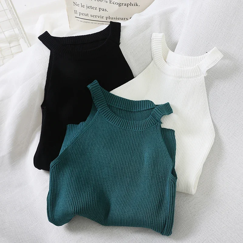 Women Black Y2K Crop Tops Knitted Off Shoulder Tank Tops Female O-Neck Elastic Solid Elegant Tops Women 2025 Summer
Women Black Y2K Crop Tops Knitted Off Shoulder Tank Tops Female O-Neck Elastic Solid Elegant Tops Women 2025 Summer