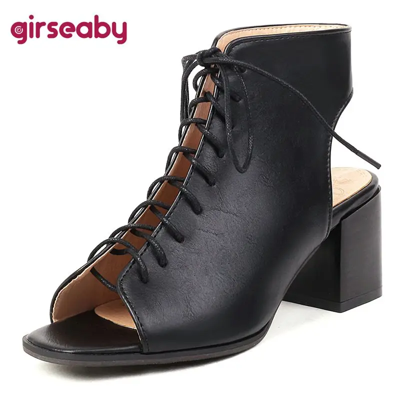Girseaby 2025 New Design Female Sandals Peep Toe Block Heels 6.5cm Lace Up Plus Size 41 42 43 Mixed Color Fashion Dating Shoes
Girseaby 2025 New Design Female Sandals Peep Toe Block Heels 6.5cm Lace Up Plus Size 41 42 43 Mixed Color Fashion Dating Shoes
