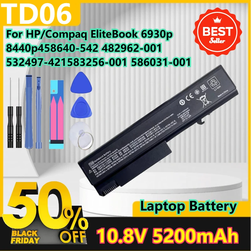 For HP/Compaq EliteBook 6930p 8440p 482962-001 532497-421 583256-001 586031-001 TD06 Laptop Battery 10.8V 5200mAh with Tools
For HP/Compaq EliteBook 6930p 8440p 482962-001 532497-421 583256-001 586031-001 TD06 Laptop Battery 10.8V 5200mAh with Tools