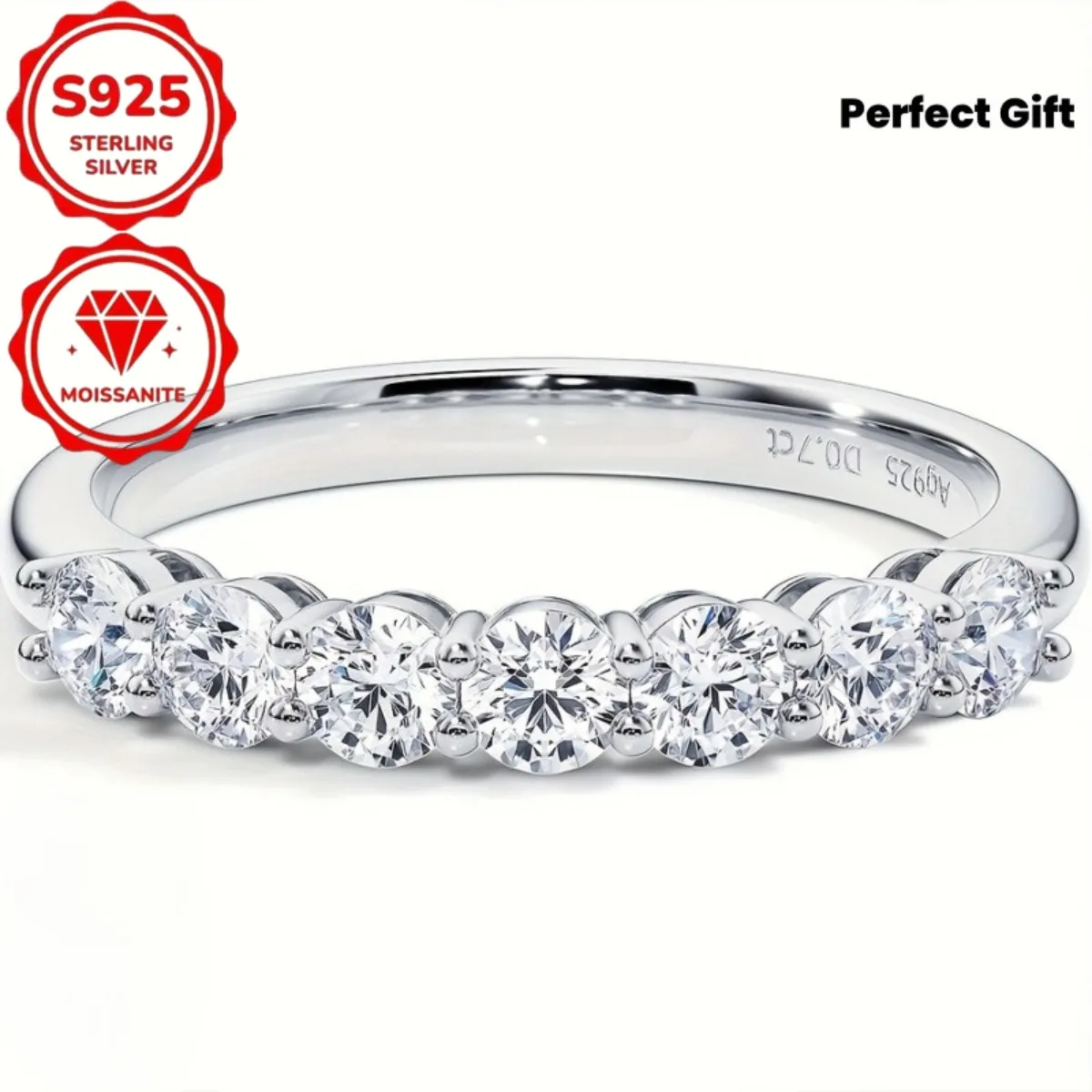 Seven stone moissanite women's wedding ring, 3mm D-color VVS1 clarity laboratory cultivated moissanite ring, S925 pure silver moissanite anniversary commemorative ring, women's jewelry gift (total weight: 1.6 grams)
Seven stone moissanite women's wedding ring, 3mm D-color VVS1 clarity laboratory cultivated moissanite ring, S925 pure silver moissanite anniversary commemorative ring, women's jewelry gift (total weight: 1.6 grams)
