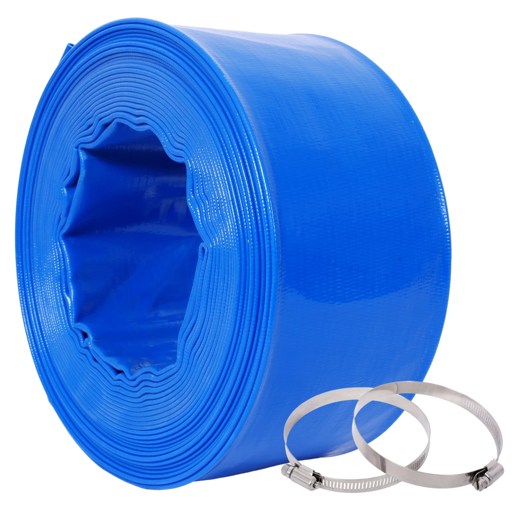 3"x50FtPool Backwash Hose, Blue Heavy Duty Reinforced PVC Lay Flat Water Hose for Swimming Pool Filter Pump, with 2 Clamp
3"x50FtPool Backwash Hose, Blue Heavy Duty Reinforced PVC Lay Flat Water Hose for Swimming Pool Filter Pump, with 2 Clamp