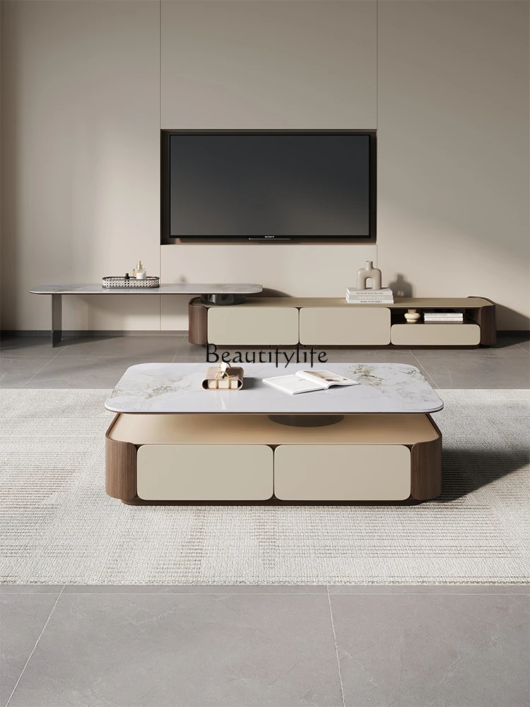 Rotatable Rock Slab Coffee Table, Vintage Style, Saddle Leather High-End Luxury TV Cabinet Set
Rotatable Rock Slab Coffee Table, Vintage Style, Saddle Leather High-End Luxury TV Cabinet Set