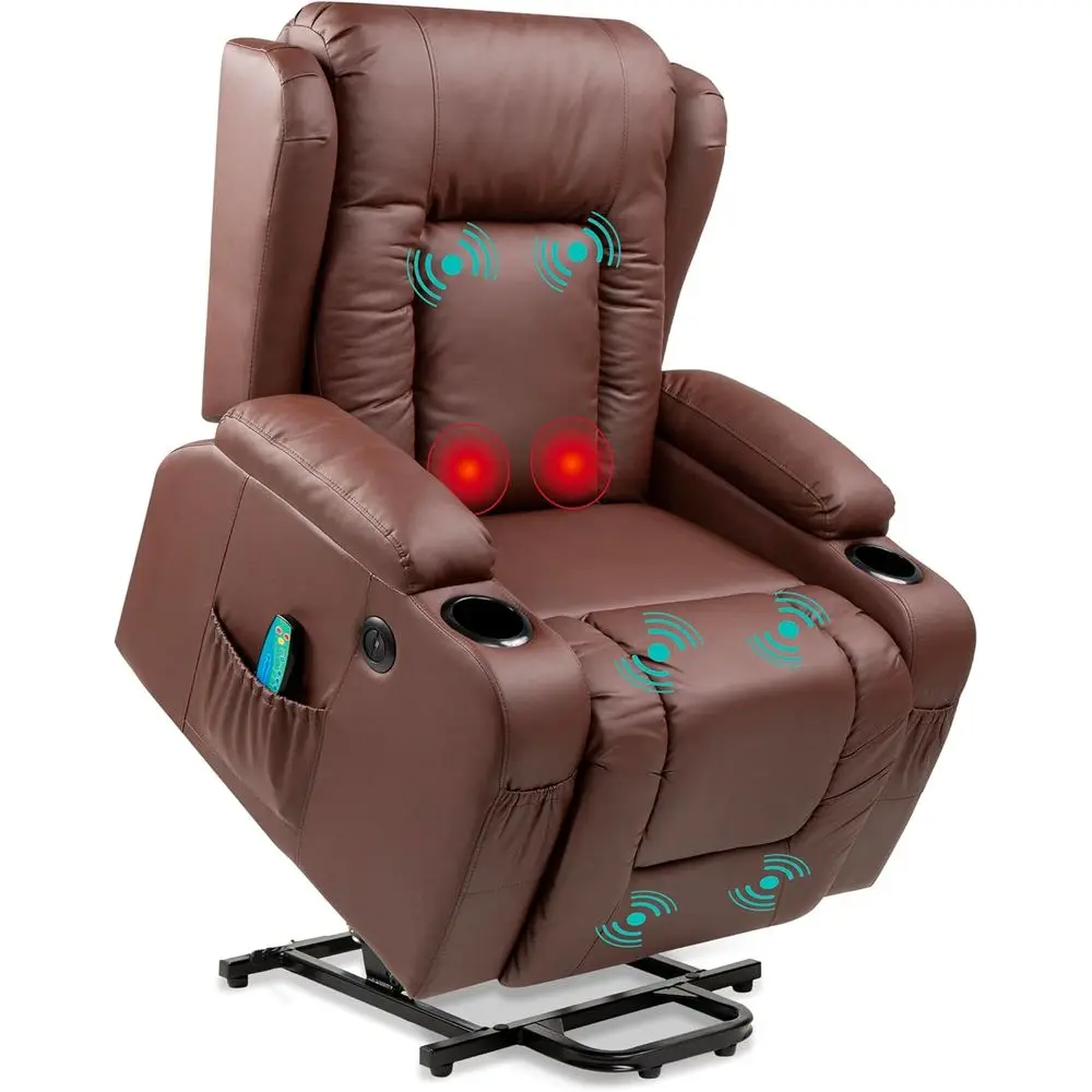 Brown Electric Power Recliner Chair with Massage, Adjustable Lumbar Support, 3-Position Leg Rest, USB Port, Heat Function, Cup H
Brown Electric Power Recliner Chair with Massage, Adjustable Lumbar Support, 3-Position Leg Rest, USB Port, Heat Function, Cup H