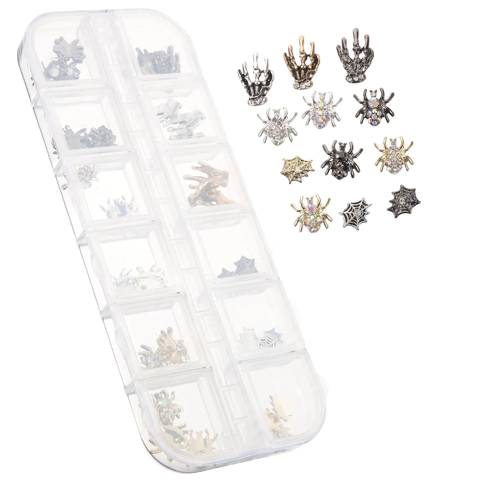 Halloween Nail Art Studs Assorted Color Alloy Rhinestone Dark Style Spider Skull Decorations Nails Acrylic Nails Party Supplies
Halloween Nail Art Studs Assorted Color Alloy Rhinestone Dark Style Spider Skull Decorations Nails Acrylic Nails Party Supplies