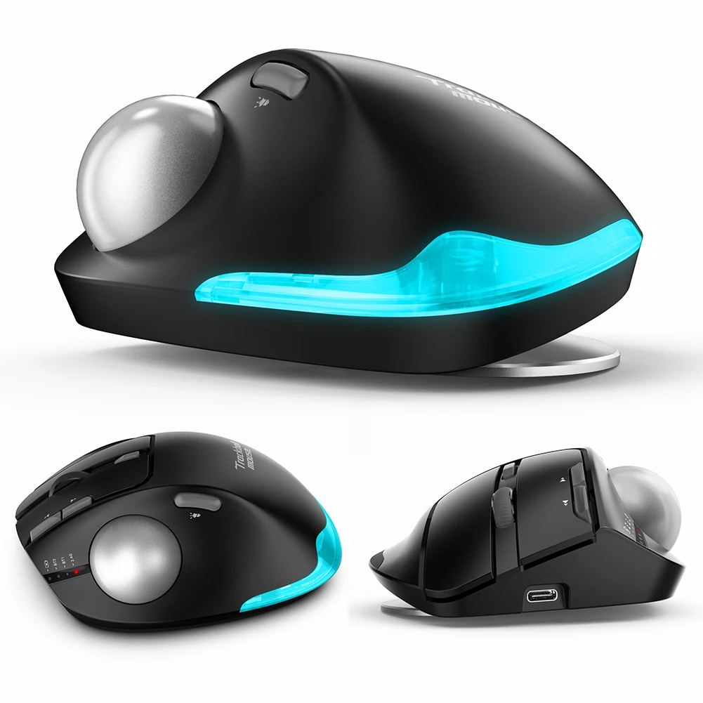Ergonomic Bluetooth and 2.4G Wireless Rollerball Mouse with 8 Buttons 4800 DPI Adjustable Sensitivity for Windows and PC
Ergonomic Bluetooth and 2.4G Wireless Rollerball Mouse with 8 Buttons 4800 DPI Adjustable Sensitivity for Windows and PC