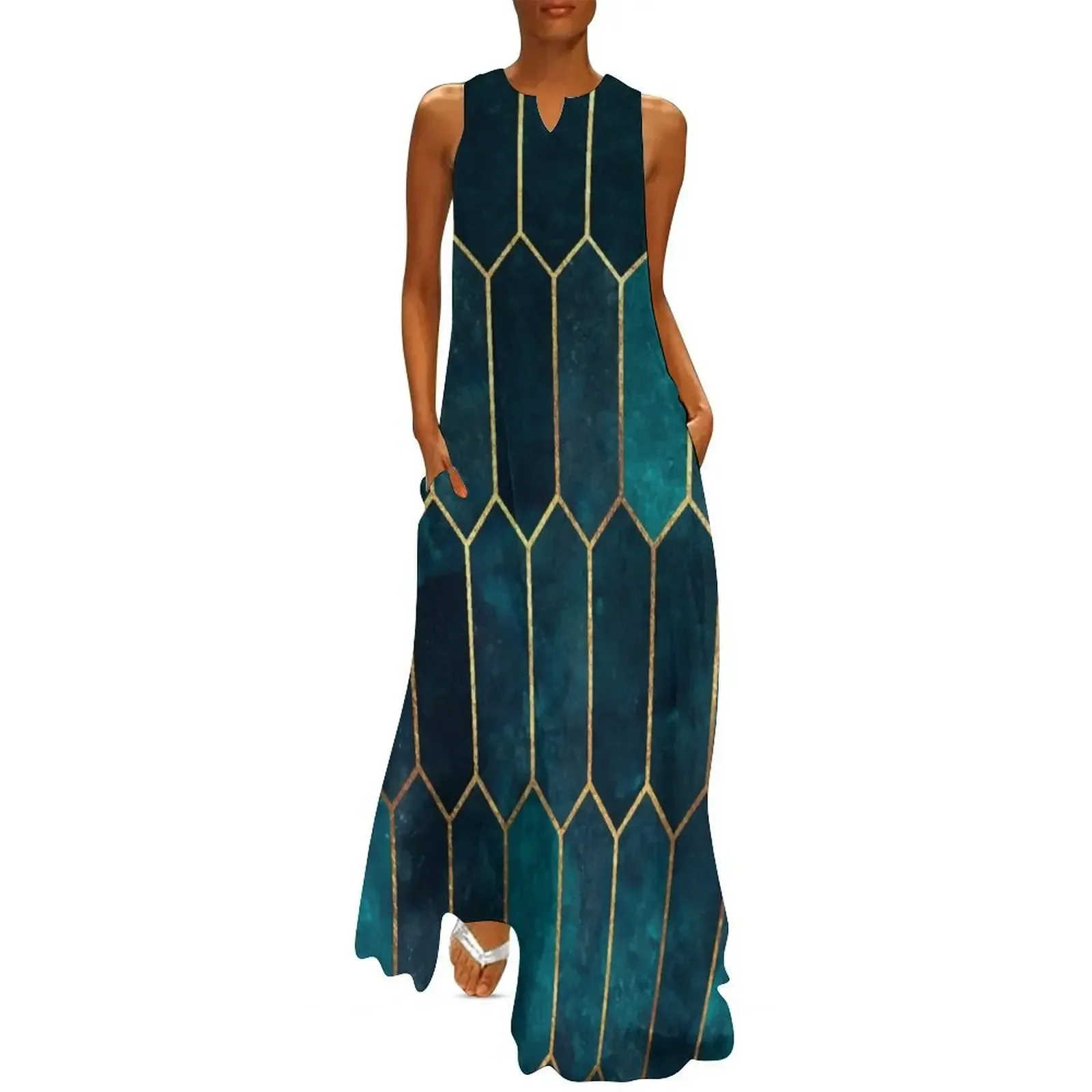 Deep Teal and Blue Gold Pattern Long Dress Dress for pregnant women dresses ladies 2025 summer prom clothes Dress
Deep Teal and Blue Gold Pattern Long Dress Dress for pregnant women dresses ladies 2025 summer prom clothes Dress