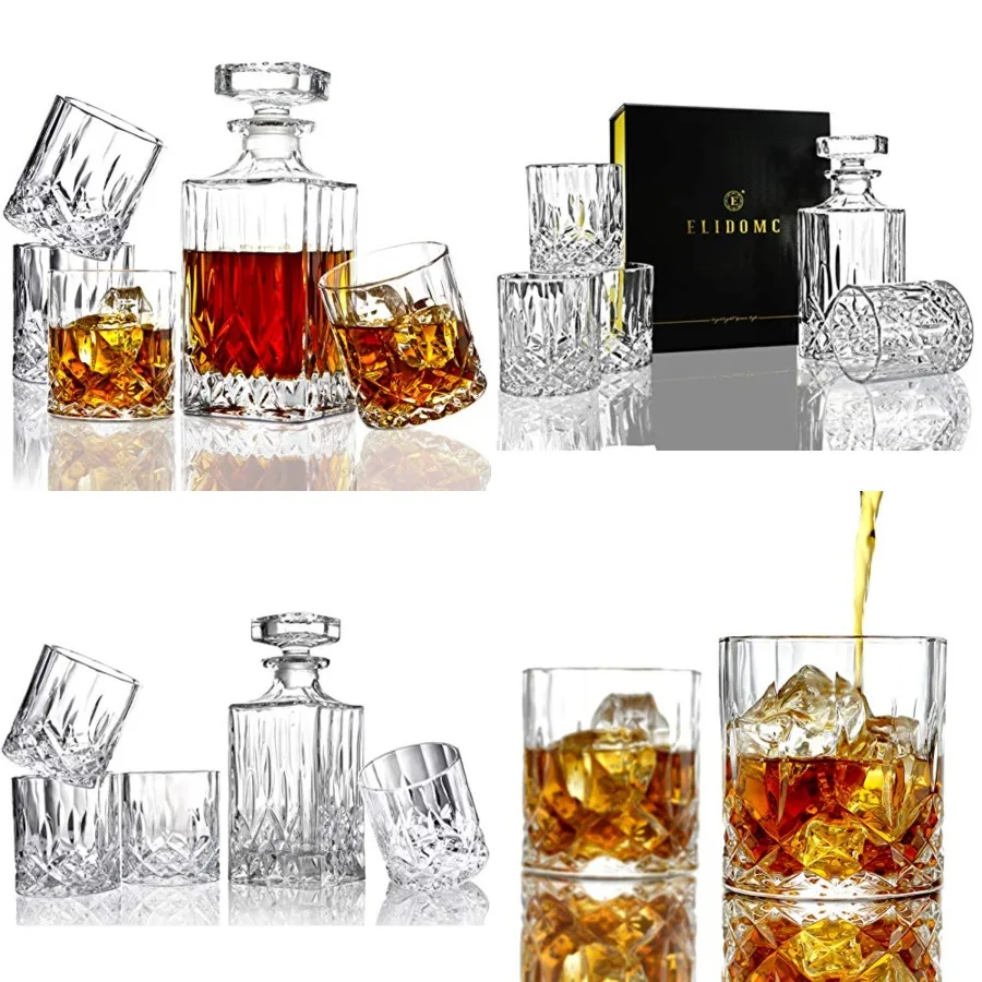 5PC Italian Crafted Crystal Whiskey Decanter Whiskey Glasses Set, Crystal Decanter Set With 4 Whiskey Glasses, Whiskey Decanter
5PC Italian Crafted Crystal Whiskey Decanter Whiskey Glasses Set, Crystal Decanter Set With 4 Whiskey Glasses, Whiskey Decanter