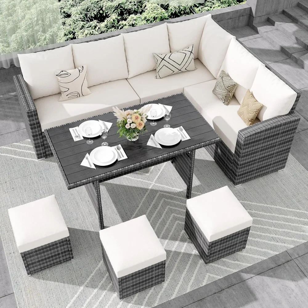 7 Pieces Outdoor Patio Furniture Sets, PE Rattan Furniture 9 Seat Sectional Sofa Set with Storage Table,Patio Conversation Sets
7 Pieces Outdoor Patio Furniture Sets, PE Rattan Furniture 9 Seat Sectional Sofa Set with Storage Table,Patio Conversation Sets