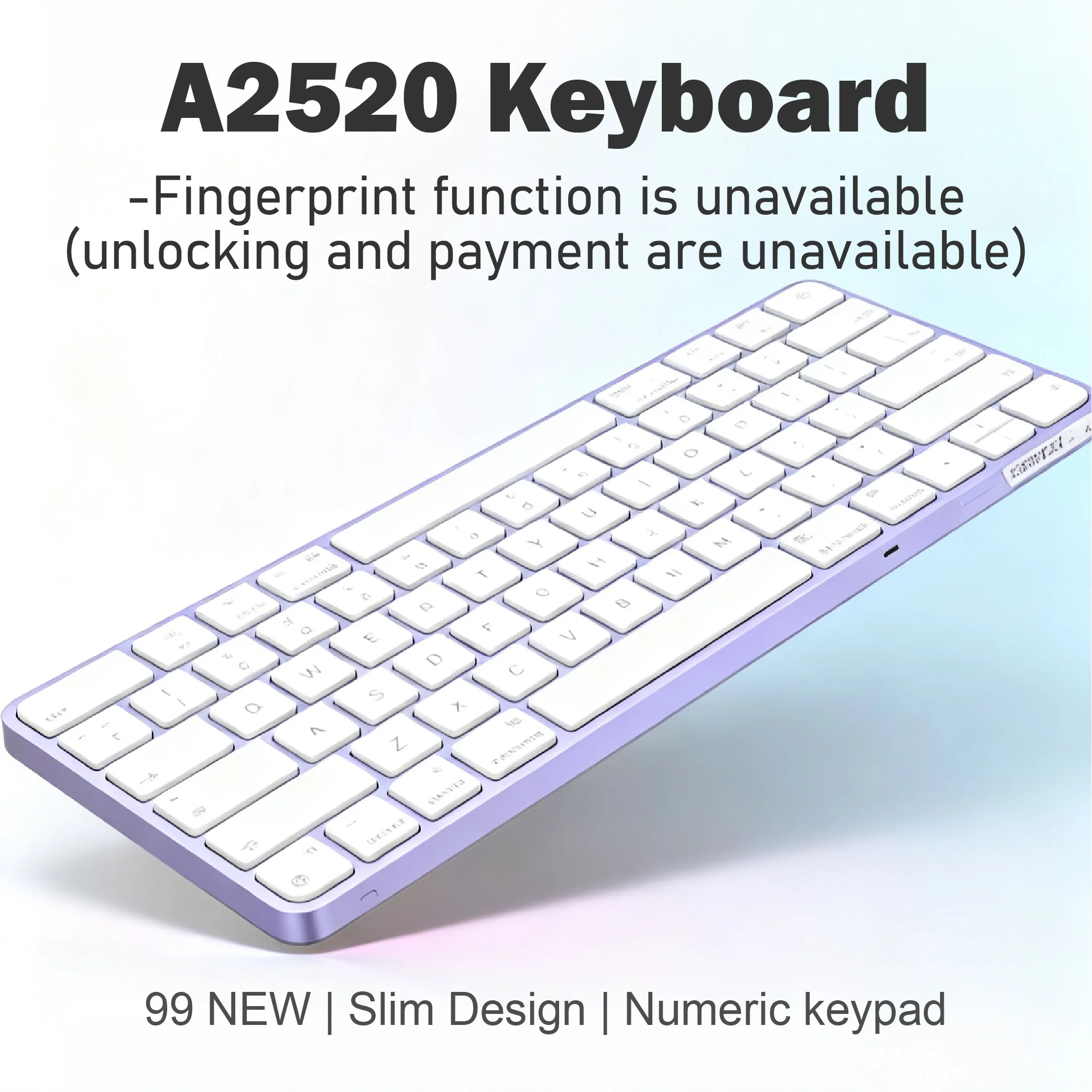 A2520 99 New Keyboard Without/No touch ID Renewed White Magic Keyboard Bluetooth USB-C port Wireless with silicon using macOS 15
A2520 99 New Keyboard Without/No touch ID Renewed White Magic Keyboard Bluetooth USB-C port Wireless with silicon using macOS 15