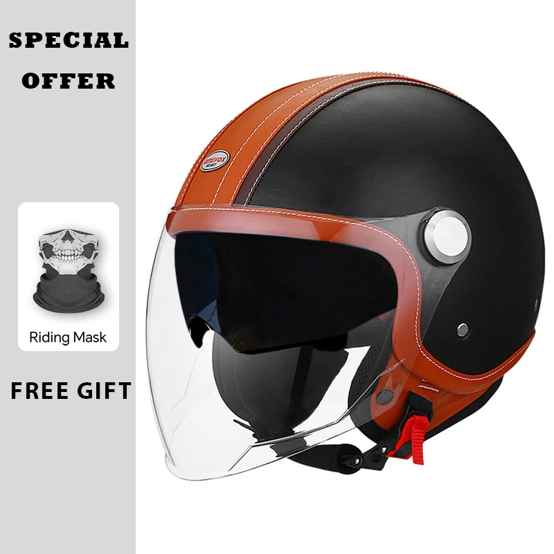 Vintage White Brown Leather Open Face Helmet Daul Lens Motorcycle Helmets Double Visor DOT Approved Men Retro 3/4 Jet Half Helm
Vintage White Brown Leather Open Face Helmet Daul Lens Motorcycle Helmets Double Visor DOT Approved Men Retro 3/4 Jet Half Helm
