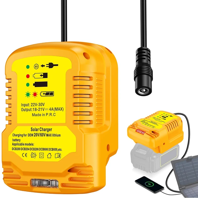 Солнечный адаптер с розеткой постоянного тока для Dewalt 18 В 20 В DCB200, DCB204, DCB122 Батарея для солнечных панелей Зарядная станция для поездок и улицы 
Солнечный адаптер с розеткой постоянного тока для Dewalt 18 В 20 В DCB200, DCB204, DCB122 Батарея для солнечных панелей Зарядная станция для поездок и улицы
