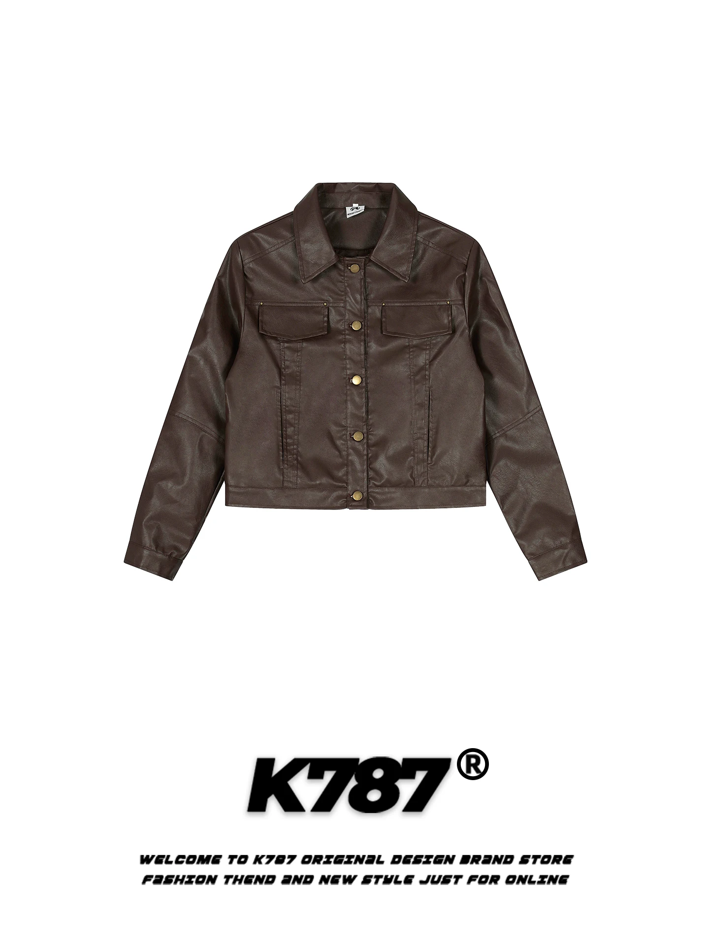 K787 American Retro Rivet Decorated Stand Collar PU Leather Jaet ort Casual Women's Faion Street Motorcycle Sle Coat
K787 American Retro Rivet Decorated Stand Collar PU Leather Jaet ort Casual Women's Faion Street Motorcycle Sle Coat