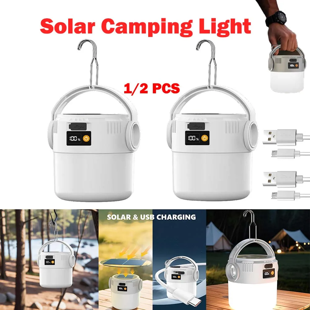1/2Pcs Solar Camping Lights Outdoor Waterproof Multifunctional Tent Flashlight USB And Solar Charge Atmosphere Light with Hook
1/2Pcs Solar Camping Lights Outdoor Waterproof Multifunctional Tent Flashlight USB And Solar Charge Atmosphere Light with Hook