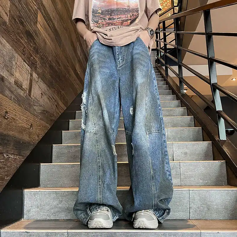 2024 Men's Spring Autumn New High Street Loose Pants Male Streetwear Baggy Wide Leg Jeans Men Long Casual Denim Trousers F131
2024 Men's Spring Autumn New High Street Loose Pants Male Streetwear Baggy Wide Leg Jeans Men Long Casual Denim Trousers F131