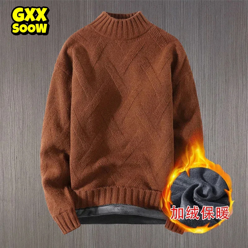 Men Mock Neck Sweater Thick Fleece Knitted Sweaters Solid Color Hip Hop Streetwear Male Retro Pullover Knitwear Men Clothing
Men Mock Neck Sweater Thick Fleece Knitted Sweaters Solid Color Hip Hop Streetwear Male Retro Pullover Knitwear Men Clothing