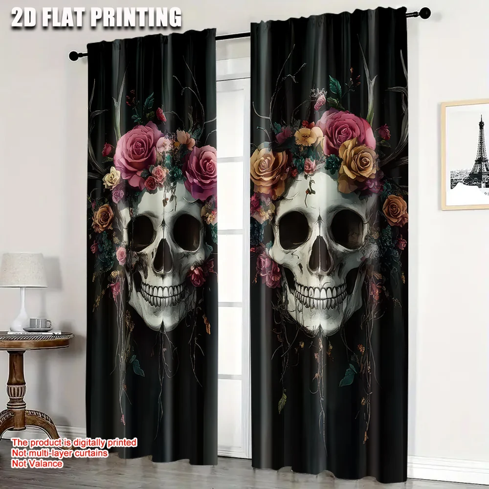 2Pcs Horror Gothic Curtain Retro Flower Skull Curtain For Bedroom Living Room Kitchen Office Home Decoration
2Pcs Horror Gothic Curtain Retro Flower Skull Curtain For Bedroom Living Room Kitchen Office Home Decoration