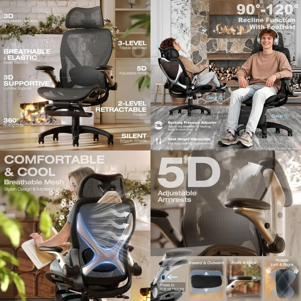 X100 Ergonomic Mesh Oice Chair with ootrest, Big and Tall e Desk Chair with 5D lip-Up Arms, Adjustable 3D Lumbar Support,Gaming
X100 Ergonomic Mesh Oice Chair with ootrest, Big and Tall e Desk Chair with 5D lip-Up Arms, Adjustable 3D Lumbar Support,Gaming
