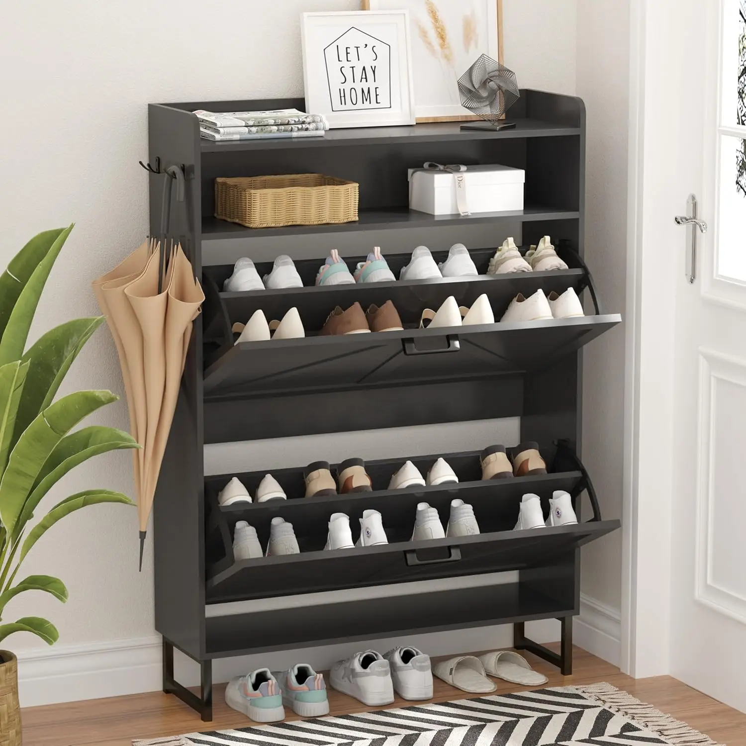 Shoe Cabinet with 2 Flip Drawers, Freestanding Hidden Shoe Storage Organizer for Entryway, Narrow Slim Shoe Rack Cabinet with
Shoe Cabinet with 2 Flip Drawers, Freestanding Hidden Shoe Storage Organizer for Entryway, Narrow Slim Shoe Rack Cabinet with