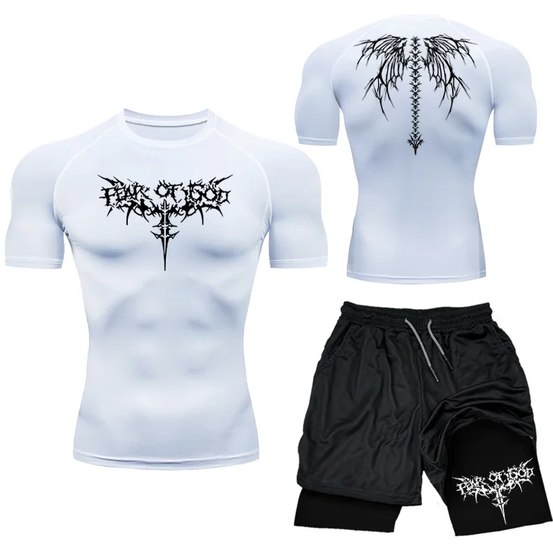 Hot Sale Compression Set Sportwear Men's Muscle GYM Bilayer Shorts+Shirt Breathable Quick Dry Short Sleeve Tight Trainning Suit
Hot Sale Compression Set Sportwear Men's Muscle GYM Bilayer Shorts+Shirt Breathable Quick Dry Short Sleeve Tight Trainning Suit