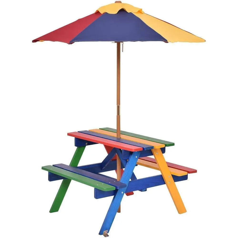 Children's Rainbow Wooden Picnic Table Set with Detachable Umbrella and Benches
Children's Rainbow Wooden Picnic Table Set with Detachable Umbrella and Benches