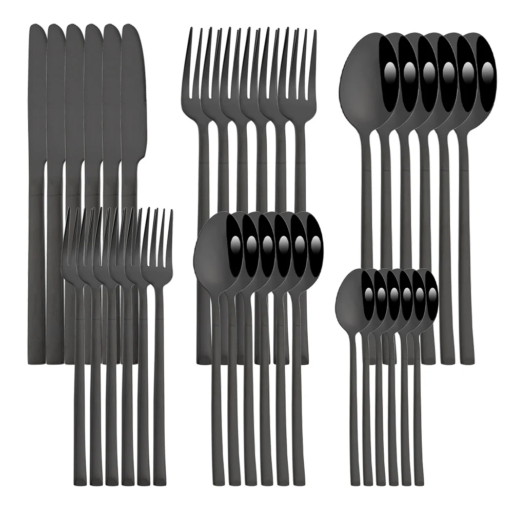 Drmfiy 36Pcs Black Tableware Set Western Stainless Steel Dinnerware Knife Fork Spoon Flatware Set Complete Kitchen Cutlery Set
Drmfiy 36Pcs Black Tableware Set Western Stainless Steel Dinnerware Knife Fork Spoon Flatware Set Complete Kitchen Cutlery Set