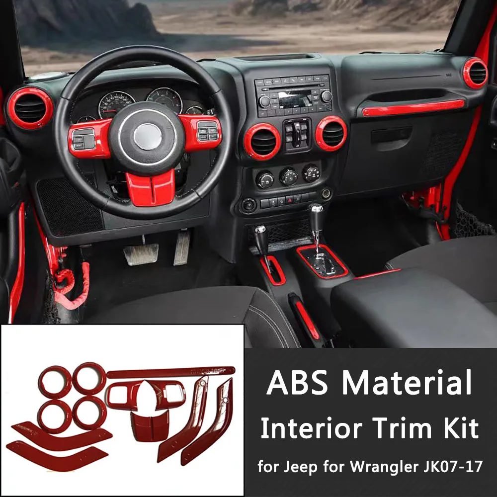Lantsun J175 Interior Trim Kit ABS Steering Wheel Center Console Decoration Trim for Jeep for Wrangler JK07-17, 12pcs/set
Lantsun J175 Interior Trim Kit ABS Steering Wheel Center Console Decoration Trim for Jeep for Wrangler JK07-17, 12pcs/set