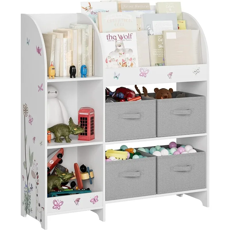 Toy Storage Organizer, Kids Bookshelf with 4 Fabric Bins, Toy Box Storage for Organizer with 3 Tier Book Rack and 3 Open Cubbies
Toy Storage Organizer, Kids Bookshelf with 4 Fabric Bins, Toy Box Storage for Organizer with 3 Tier Book Rack and 3 Open Cubbies