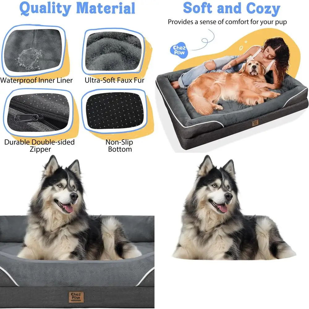 Large Orthopedic Dog Bed - Removable, Waterproof Cover for XL Dogs with Bolster
Large Orthopedic Dog Bed - Removable, Waterproof Cover for XL Dogs with Bolster
