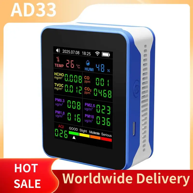 【A28I Tuya Wi-Fi 16 в 1, монитор качества воздуха PM2,5 PM10 HCHO TVOC CO, детектор углекислого газа, экран B
【A28I Tuya Wi-Fi 16 в 1, монитор качества воздуха PM2,5 PM10 HCHO TVOC CO, детектор углекислого газа, экран B