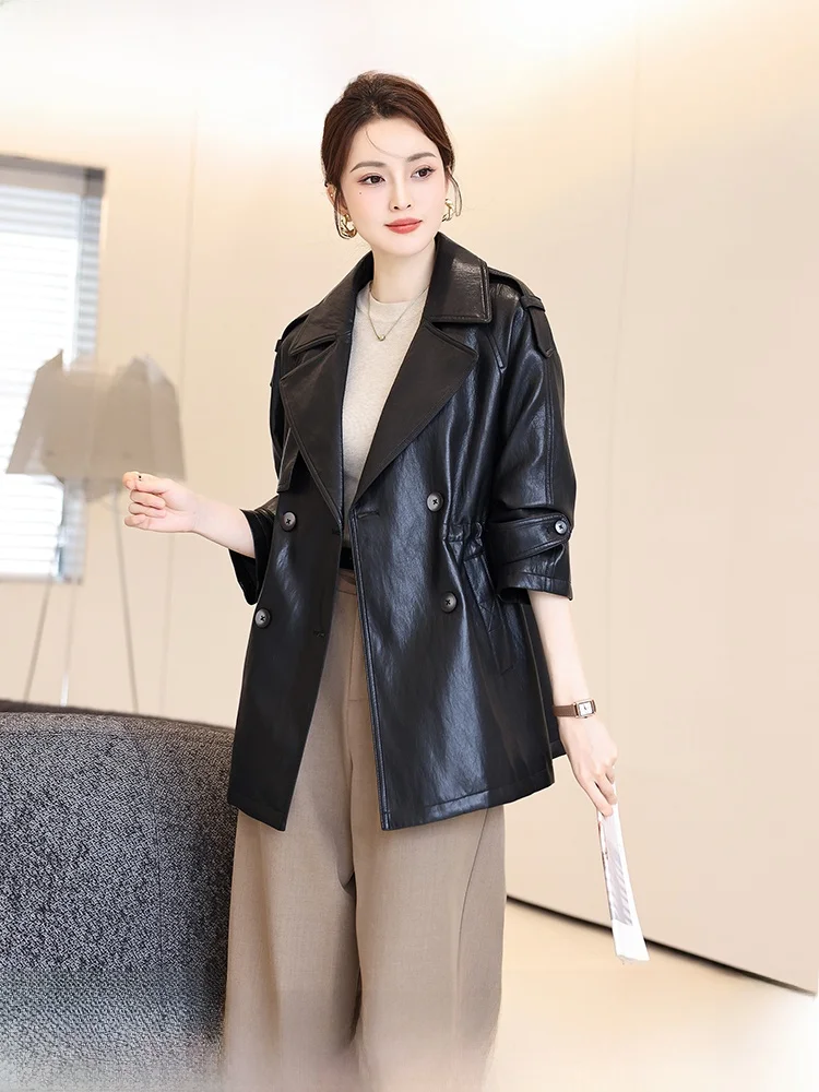 Ning Genuine Leather Jaet Women's Mid-Length 2025 New Spring Autumn Slimming Briti Sle eepskin Waist-Cinching Coat
Ning Genuine Leather Jaet Women's Mid-Length 2025 New Spring Autumn Slimming Briti Sle eepskin Waist-Cinching Coat