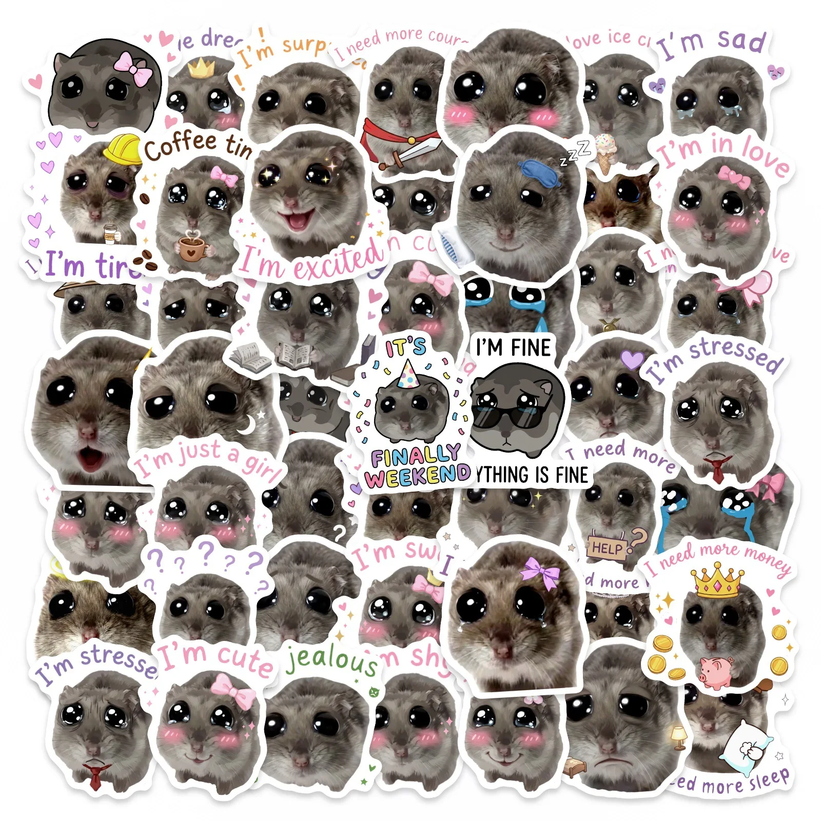 50Pcs Sad Hamster Meme Stickers Cute Cartoon Animal Decals for Phone Laptop Suitcase Notebook Fridge Wall DIY Decor
50Pcs Sad Hamster Meme Stickers Cute Cartoon Animal Decals for Phone Laptop Suitcase Notebook Fridge Wall DIY Decor