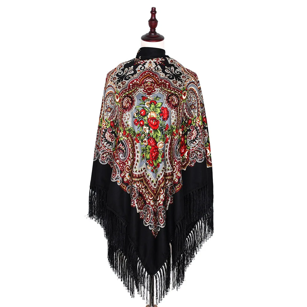 160*160cm Women Russian Square Scarf Luxury Floral Print Bandana Traditional Ukrainian Fringed Shawl Babushka Handkerchief
160*160cm Women Russian Square Scarf Luxury Floral Print Bandana Traditional Ukrainian Fringed Shawl Babushka Handkerchief