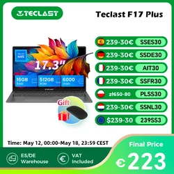 Teclast F17Plus 17.3 inch Laptop Intel N95 16GB RAM 512GB SSD Windows 11 Notebook 180° Flip Computer Backlit Keyboard mini-HDMI Teclast F17Plus 17.3 inch Laptop Intel N95 16GB RAM 512GB SSD Windows 11 Notebook 180° Flip Computer Backlit Keyboard mini-HDMI