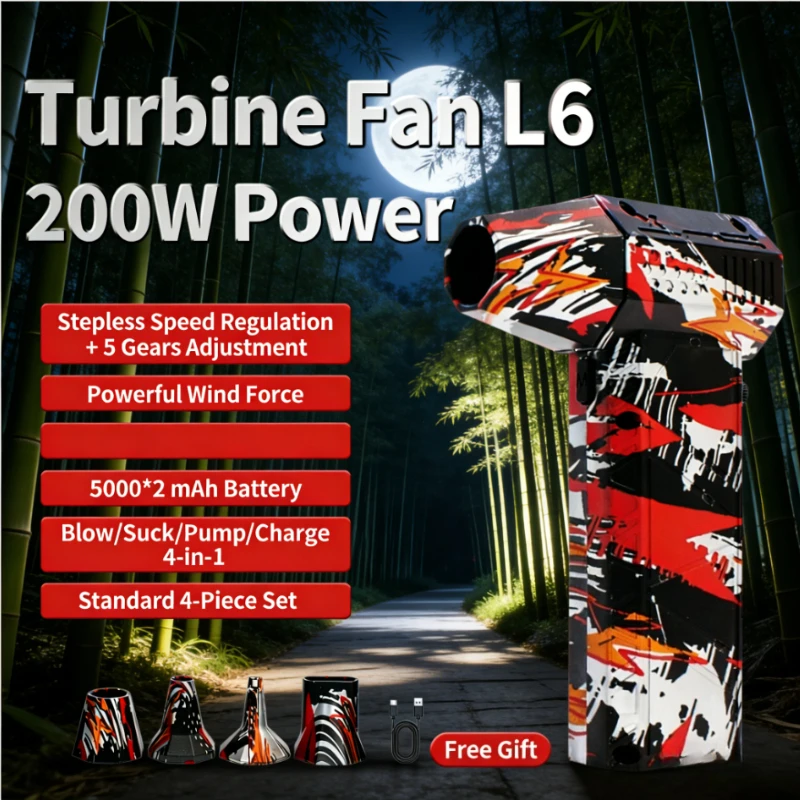 Турбинный вентилятор L6, 200 Вт, высокая мощность: инструмент 4-в-1 для продувки/сасывания/насоса/зарядки, двойной аккумулятор с длительным сроком службы и набор аксессуаров из 4 предметов
Турбинный вентилятор L6, 200 Вт, высокая мощность: инструмент 4-в-1 для продувки/сасывания/насоса/зарядки, двойной аккумулятор с длительным сроком службы и набор аксессуаров из 4 предметов